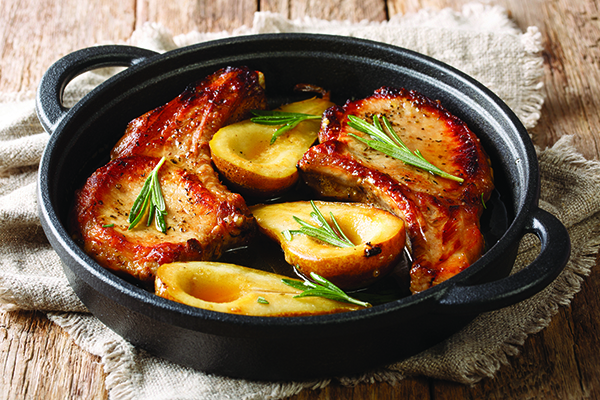 Hot,Spicy,Baked,Pork,Chops,With,Pears,And,Rosemary,In